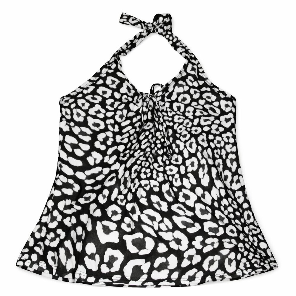 SILHOUETTE SOLUTION Black White Halter Swim Top 14